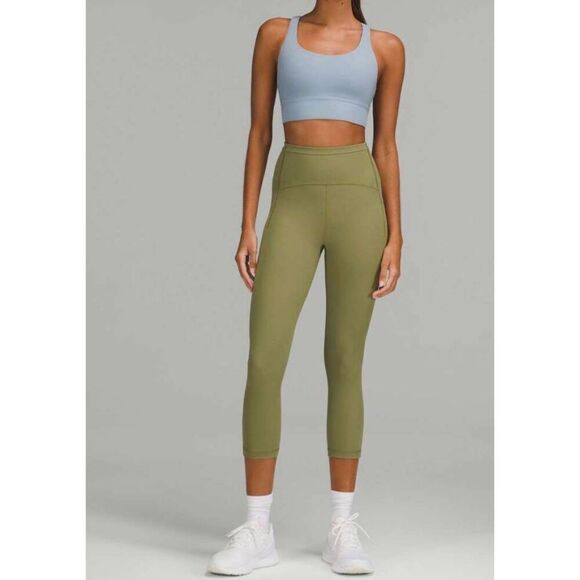LULULEMON ATHLETICA Swift Speed High-Rise Crop 21' In Bronze Green Size 8 - Picture 1 of 5